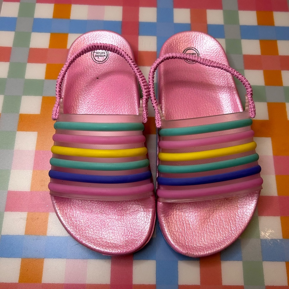 Pink/Rainbow Size 11-12 Little Girls Wonder Nation Toddler Girls Slides